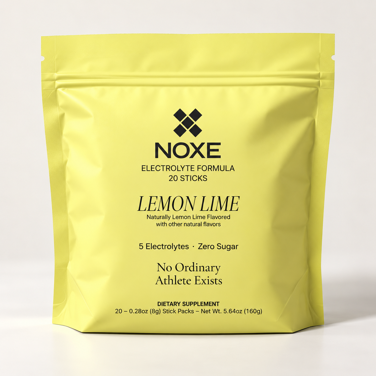NOXE Lemon Lime electrolyte pouch, Batch 1 packaging preview
